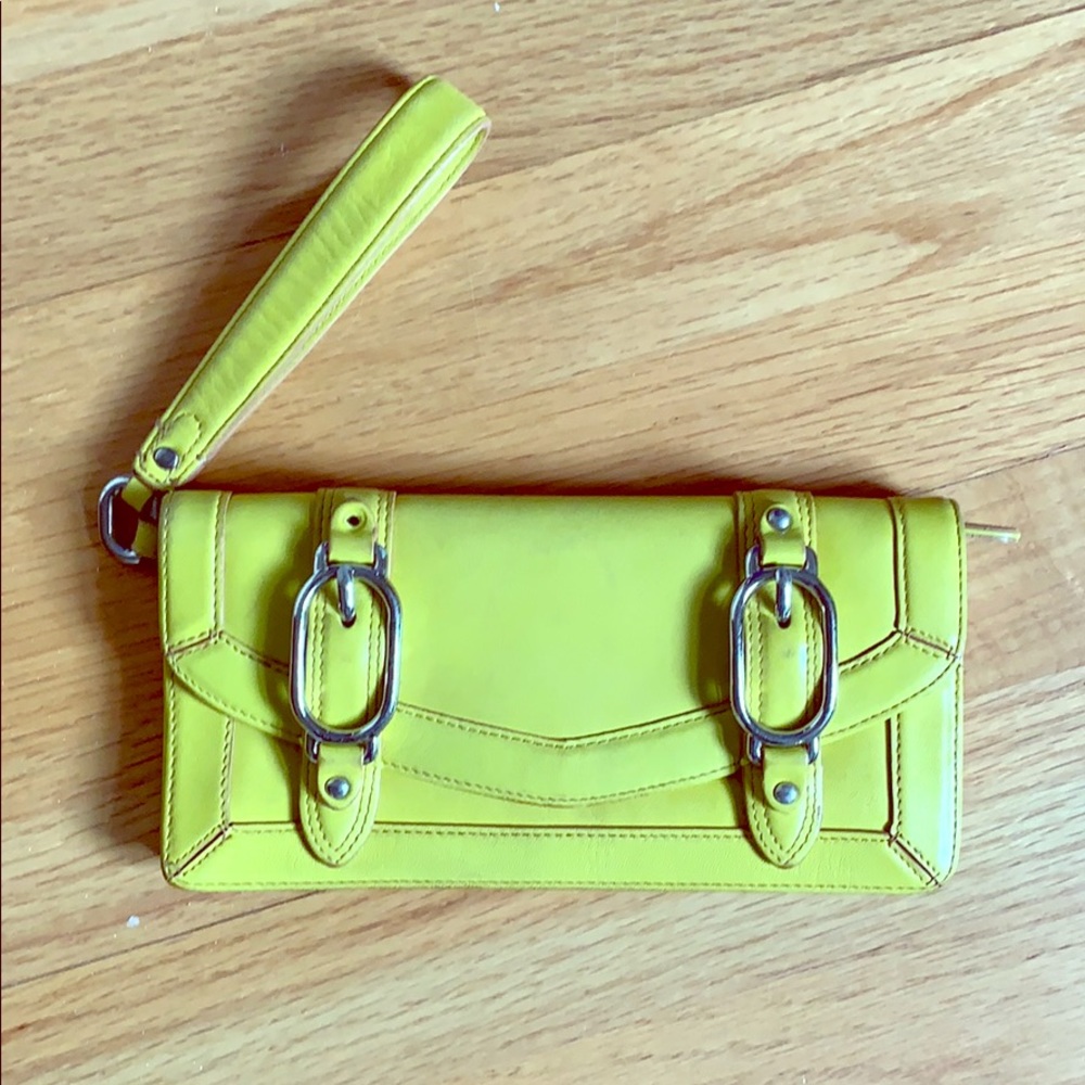Cole Haan Yellow Wallet Wristlet with Silver HW